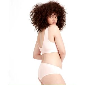 Everlane Bra Women Pink Square Neck Tank Bralette Active Pale Supima NEW